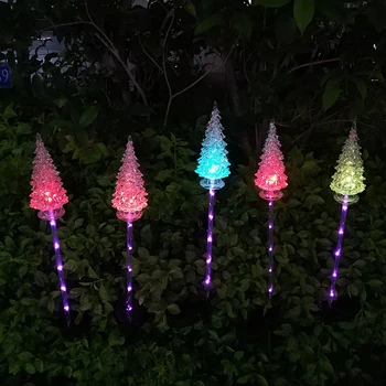 IP65 Vodeodolný Záhradné Solárne Osvetlenie Crystal Vianočný Stromček Vklad Farbu Svetla Zmena Krajiny Osvetlenie LED Lampa Dvore