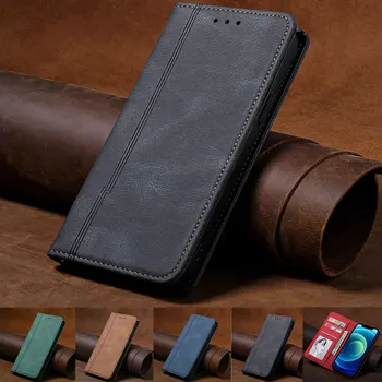 Kože Flip puzdro Pre Samsung Galaxy S21 S20 FE S10 S9 S8 Plus Poznámka 10 20 Ultra Pro Silné Magnetické Telefón, Peňaženku Kryt