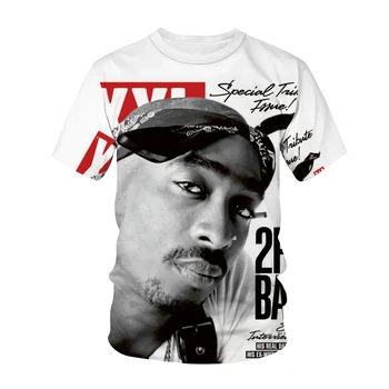 2Pac T-shirt Rapper Star Tupac 3D Tlač Streetwear Muži Ženy Príležitostné O-Neck T Shirt Rap Spevák Hip Hop Hudba Tričko Vrchné Oblečenie