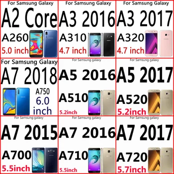 Slim Filp Krytu Telefón Puzdro Pre Samsung Galaxy A2 A3 A5 A6 A7 7 6 5 3 2 Plus 2018 2017 2016 Core Prípade GalaxyA7case Funda