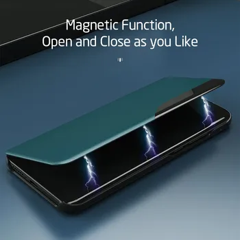Poko m 3 pro prípade smart strane zobraziť okno kože flip pre xiao pocophone poco m3pro m3 pro 5g 2021 magnetický držiak knihy coque