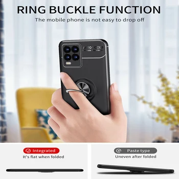 JKaiSen Shockproof Kovový Krúžok Telefón Prípade OPPO Realme 8 Magnetický Držiak Mäkký Silikónový Ochranný Kryt Pre Realme 8 Pro