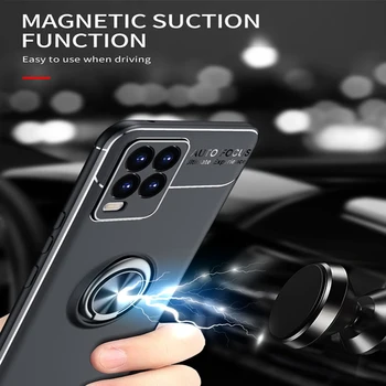 JKaiSen Shockproof Kovový Krúžok Telefón Prípade OPPO Realme 8 Magnetický Držiak Mäkký Silikónový Ochranný Kryt Pre Realme 8 Pro