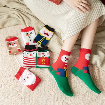 Jesenné a Zimné Ponožky dámske Bavlnené Ponožky Nový Rok na Vianoce Ponožky dámske Tvorivé Cartoon Zvierat Ponožky kórejský Darček Ponožky