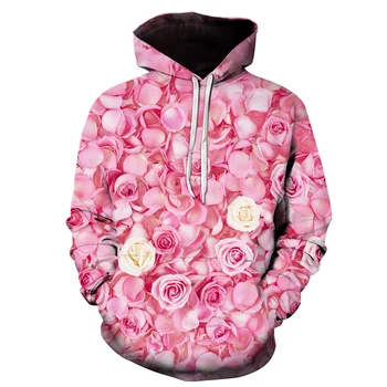 Tokio hoodie 2021 vysoko kvalitné 3D tlač módne hoodie žena ružový kvet petal tlač zábava s kapucňou, hot predaj štýl hoodie