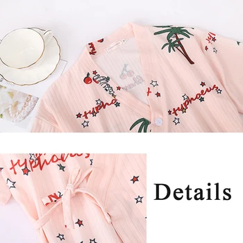 Nightgowns Dámske Letné Kimono Obväz Župan Slnečnice Vytlačené Vrecká Koleno Dĺžke Mäkké Roztomilý Kawaii Štýlové Dievčenské 2020 Nové