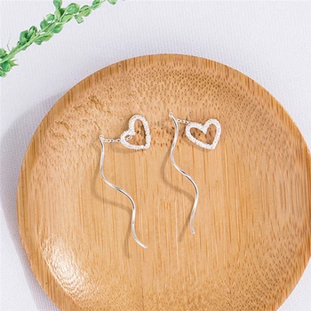 Jednoduché Kórea v Štýle Srdce-tvarované Duté Matné Ucho Drôt, Strieborné Pozlátené Kúzlo Náušnice Vlna Ženského Temperament Šperky v Uchu Line
