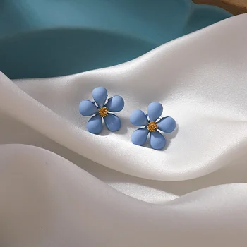 Modrá Séria Viacerých Štýlov Temperament Žien Šperky, Módne Sladké Dievča Malé Čerstvé Kvety Geometrické Náušnice Príslušenstvo