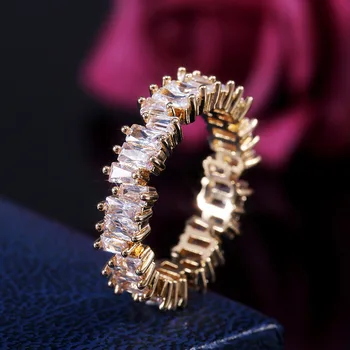 Luxusné jednoradové Pár Milenca Zirkón Prst Krúžky Kúzlo Šperky GoldRose Svadobné Kapela Minimalistický Večnosti Krúžky Z3P186