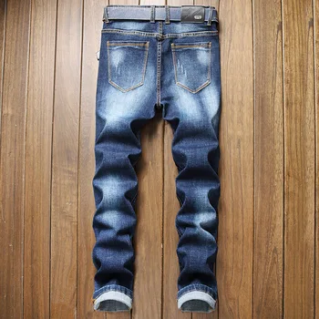 2021 nové pánske roztrhané džínsy pánske strečové džínsy rovno-tube Džínsy atrament-splash proces móda móda móda osobnosti voľné