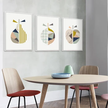 Wall Art Plátno na Maľovanie Ovocie Tlač Abstraktné Geometrie Plagáty Šedé Obrázky pre Kuchyňa Boho Škandinávskych Domova Cuadros
