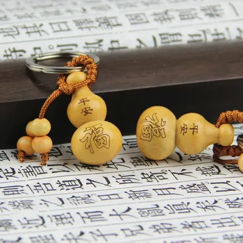 Horúce Čínskej Tradičnej veľa Šťastia Tekvica Keychain Roztomilý Mini Broskyňa Drevo, krúžok na kľúče Zbožným Šťastie Prívesok Kľúče od Auta Ozdoby Dropship
