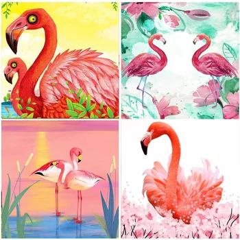 Multicolor Flamingo 5D Diamond Výšivky Maľby Plné Námestie Vŕtať Domáce Dekorácie Plné Kolo Cartoon Zvierat Cross Stitch