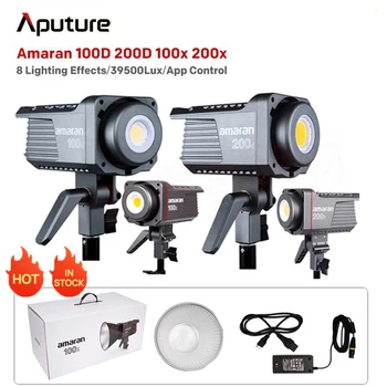 Aputure 100D 200D 100x 200 x 5600K LED Video Svetlo CRI95+TLCI96+Bluetooth App Control 8 svetelný Efekt DC/AC Napájací zdroj na Čítanie