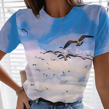 Zviera Tlače T-shirts Ženy Lete 2021 Grafické Tees Bežné T-košele Pre Ženy Voľné Posádky Krku Harajuku Tričká Topy #T2P