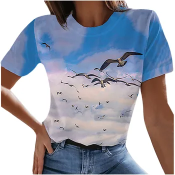 Zviera Tlače T-shirts Ženy Lete 2021 Grafické Tees Bežné T-košele Pre Ženy Voľné Posádky Krku Harajuku Tričká Topy #T2P