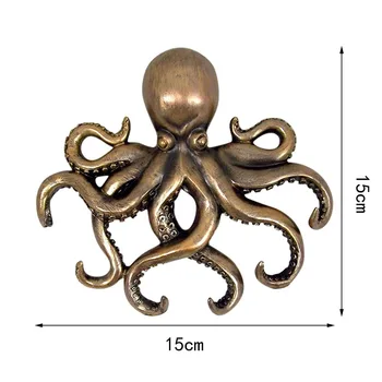 Octopus Tvar Háčika Figúrky Prívesky pre Vintage Keychain Dekorácie Mosadz Reťazca Krúžok Zavesenie Kľúčov Kľúč Kabát Držiteľ