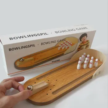 Drevený Mini Bowling Detí Vzdelávacích Hračiek, Mini Bowling Dieťa Rodič-Dieťa Interaktívne Stolný Tenis Hra