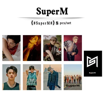 8Pcs/Set KPOP Super M Mini Album SuperM Podpísané Photocard KAI LUCAS BAEKHYUN Obojstranné LOMO Karty, Pohľadnice Fanúšikov Zber B44