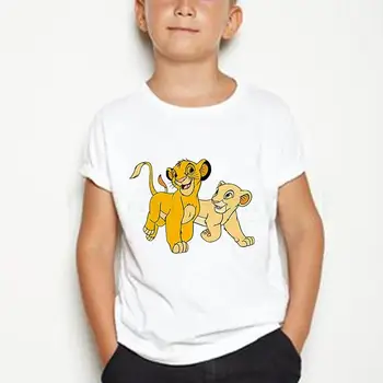2020 Čistej bavlny Cartoon Lion King Košele Dieťa Šťastné Narodeniny Chlapcov Simba Zábavné Dievčatá t-shirt Harajuku Deti topy, Šaty, 4-12T