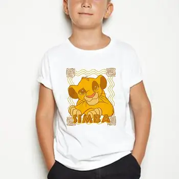 2020 Čistej bavlny Cartoon Lion King Košele Dieťa Šťastné Narodeniny Chlapcov Simba Zábavné Dievčatá t-shirt Harajuku Deti topy, Šaty, 4-12T