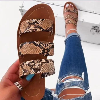 2020 Nové Letné Ženy Sandále Dizajnéri Otvorené Prst Ploché Päty Sandále Pošmyknúť na Leopard Sandalias Mujer Veľkosť 37-42