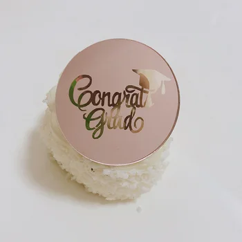 10pcs Zlato Gratulujeme Grad Cupcake Vňaťou Akryl Zlato Podiel Tortu Vňaťou pre Stužkové Absolvent Strany Cake Dekorácie 5cm