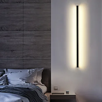 Moderné, jednoduché dekorácie na stene obývacej izby line svetlo Spálňa nočné led dlho nástenné svietidlo domova Zrkadlo podsvietenie sconce lampa