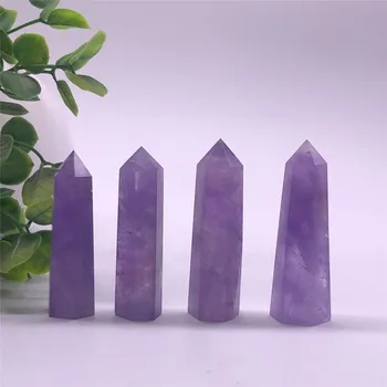 Prírodné Ametyst Quartz stĺpec Obelisk Crystal Prútik Bod Uzdravenie Purple Stone Decortation Remeslá