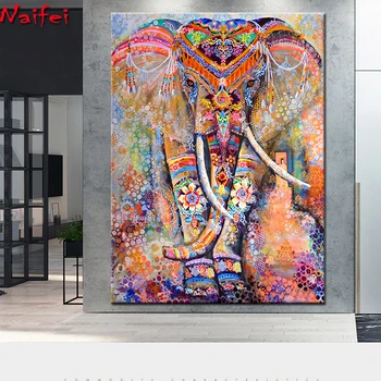 5D DIY Diamond Maľby Plné Námestie Vŕtať Farba slon Výšivky Cross Stitch India Afrických zvierat Home art