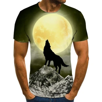 2021 Najnovšie Wolf 3D Tlač Zvierat v Pohode Funny T-Shirt Mužov s Krátkym Rukávom Letné Topy Tee Tričko Tričko Male Móda tričko Muž 6XL