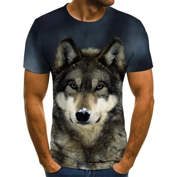 2021 Najnovšie Wolf 3D Tlač Zvierat v Pohode Funny T-Shirt Mužov s Krátkym Rukávom Letné Topy Tee Tričko Tričko Male Móda tričko Muž 6XL