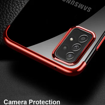 Electroplate Mäkké Jasné, Telefón puzdro pre Samsung Galaxy A32 4G 5G Pokovovanie Transparentné Coque Silikónové Módne Páry Bumper Kryt