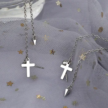 Ma Nájsť Jednoduché Medené Výrobky Náušnice Kríž Reťazca Strapec Náušnice Pre Ženy Módne Šperky Príslušenstvo