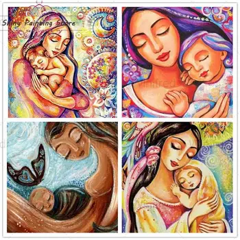 5D DIY Diamond Maľovanie Matka a Dieťa Milujú Teplé Rodinné Maľovanie Diamond Výšivky Mozaikový Obraz Cross Stitch Auta Domova
