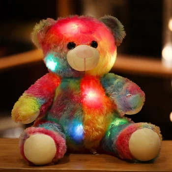 Žiariace Hipo S Červeným Srdcom Rainbow Plyšový Medveď, Veverička Kuracie Sova Cartoon Zvieratá LED Hračka Pre Deti Valentína Prítomný
