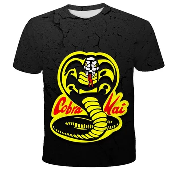 Cool krátky rukáv Cobra Kai T Shirt Deti Móda Deti Oblečenie Venomous Had Teens Crewneck Bežné Topy & Tees Chlapec Dievča 3D