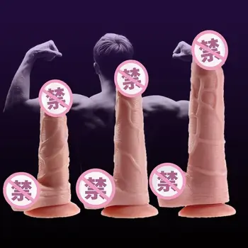 Tri Veľkosti Mäkké Telo Realistické Dildo s Prísavkou Bulík Veľký Umelý Penis pre Ženy Sexuálne Hračky Žena Masturbator Dospelých