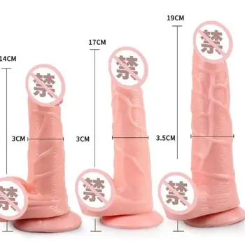 Tri Veľkosti Mäkké Telo Realistické Dildo s Prísavkou Bulík Veľký Umelý Penis pre Ženy Sexuálne Hračky Žena Masturbator Dospelých