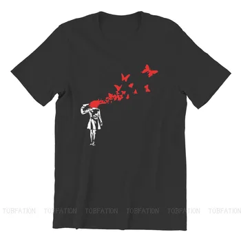 Dievča Butterfly Tričko Pre Mužov Banksy Ulici Graffiti Umelec Camisetas Novinka T Shirt Mäkké Tlač Voľné