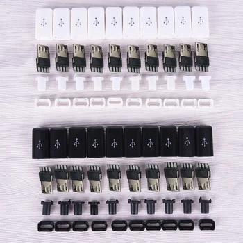 10Pcs/Veľa White/Black Úplne Nový Micro Rozhrania Diy Micro Usb Konektormi Samec Kit Zahŕňa