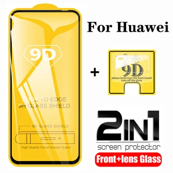 2v1 9D Objektív Tvrdeného Skla Pre Huawei P40 Lite Úplné Pokrytie Screen Protector Pre Hauwei P 40 Lite E Svetla P40 Ochranné Sklo