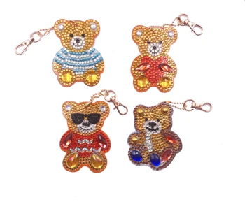 Hot Predaj Diy Medveď Motýľ Srdce Keychain 5d Úplné Vlastné Diamond Maľovanie Keyrings Pre Ženy Taška Vianočný Darček k Narodeninám DS016