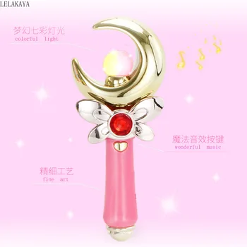 Kvetinová Víla Čarovné Svietiace Náhrdelníky Ornament Anime Akcie Obrázok Vytlačený Ružová Mesiac LED Čarovná Palička Žiariace Stick Kabelka Nastaviť