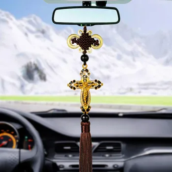 Diamond Kríži Ježiš Kresťanské Náboženské Auto Kovový Prívesok Kríž Ježiša Auto Spätné Zrkadlo Závesné Ozdoby Na Auto Príslušenstvo