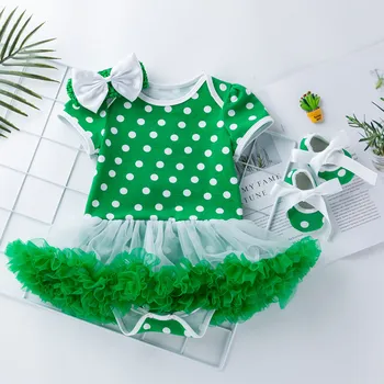 Novorodenca Dievčatká sú St. Patrick ' s Day Dot Tutu Romper Šaty Oblečenie Nastavenie strany prom Dieťa Dieťa Šaty Deti Party Oblečenie