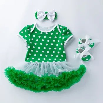Novorodenca Dievčatká sú St. Patrick ' s Day Dot Tutu Romper Šaty Oblečenie Nastavenie strany prom Dieťa Dieťa Šaty Deti Party Oblečenie