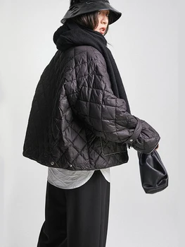 Warm-Vedenie Bavlnené Oblečenie Ženy 's 2020 Zimné Farbou Stojan Golier Dlhý Rukáv Single-Breasted Ultra-Light Krátka Srsť