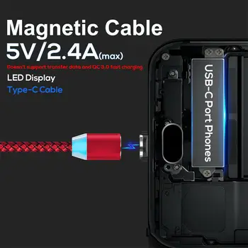 UGI Rotujúce Magnetické Káble 2.4 Rýchle Nabíjanie Káble Nabíjačky 360° konektor Micro USB Kábel Typu C Káble USB C Pre Xiao RedMi Tablet