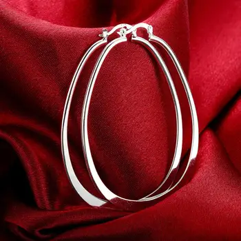 Jemné Šperky 925 Sterling Silver Žena EarringsFlat U-Tvarované Kruhové Náušnice Pre Ženy Kúzlo Šperky Darček